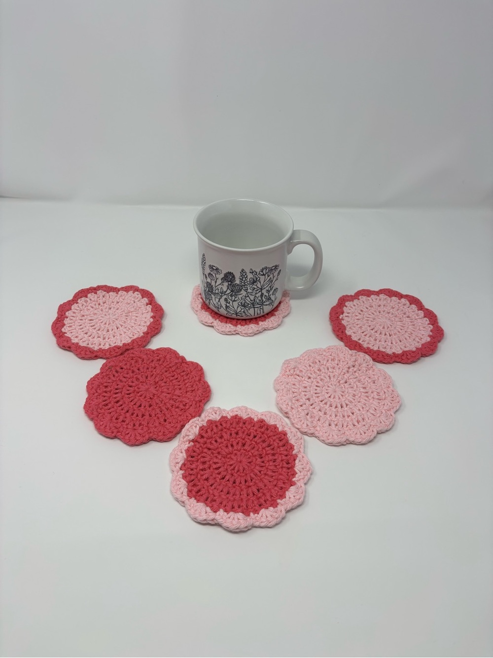 Rose Petal Crochet Coasters (Set of 6)